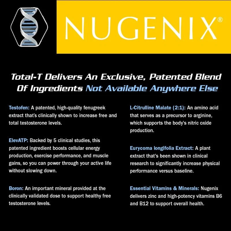 NUGENIX TOTAL-T-Free and Total Testosterone Booster Supplement for Men Brand New - Pack of 2