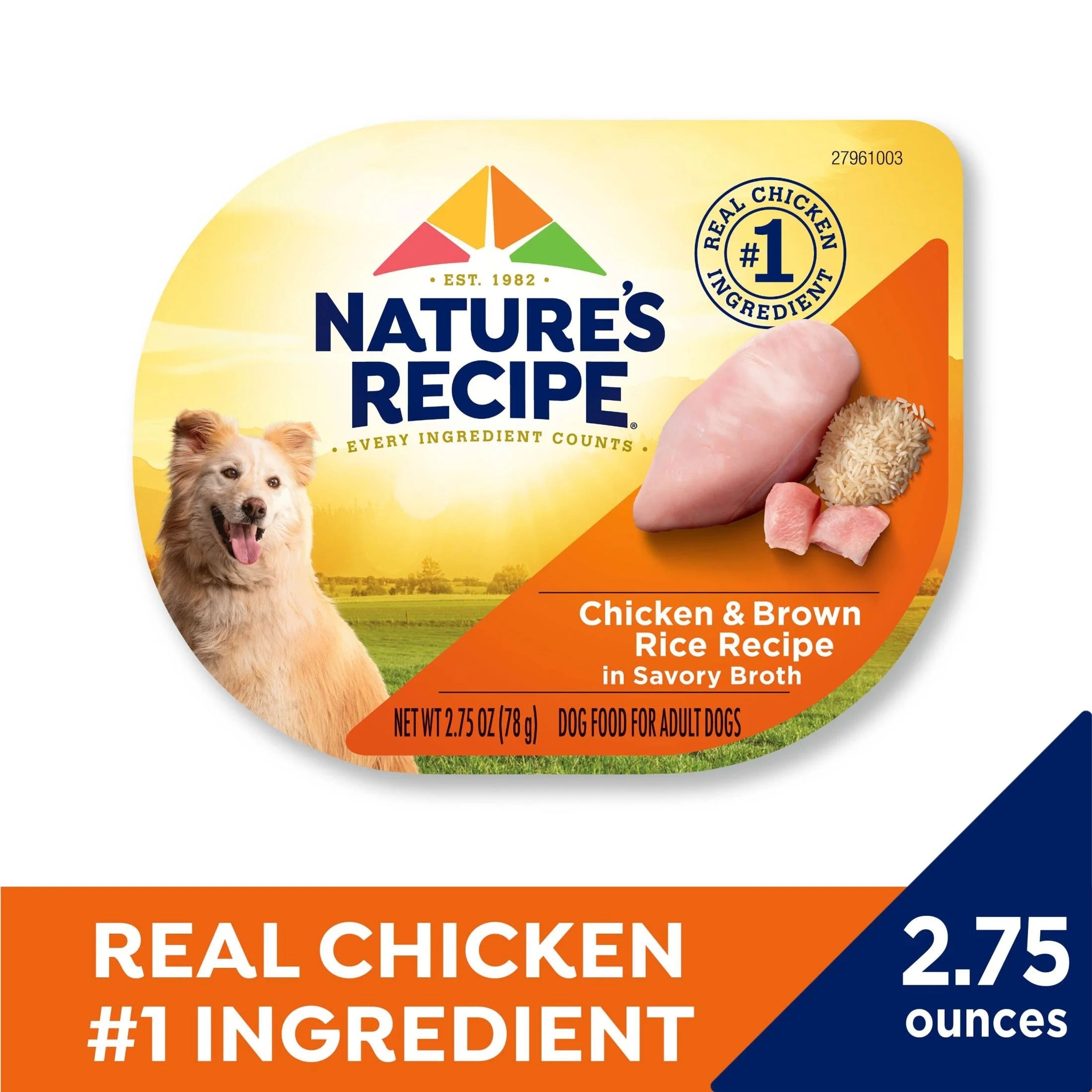 Nature’s Recipe Chicken & Brown Rice Recipe in Savory Broth Wet Dog Food, 2.75 oz. Cup