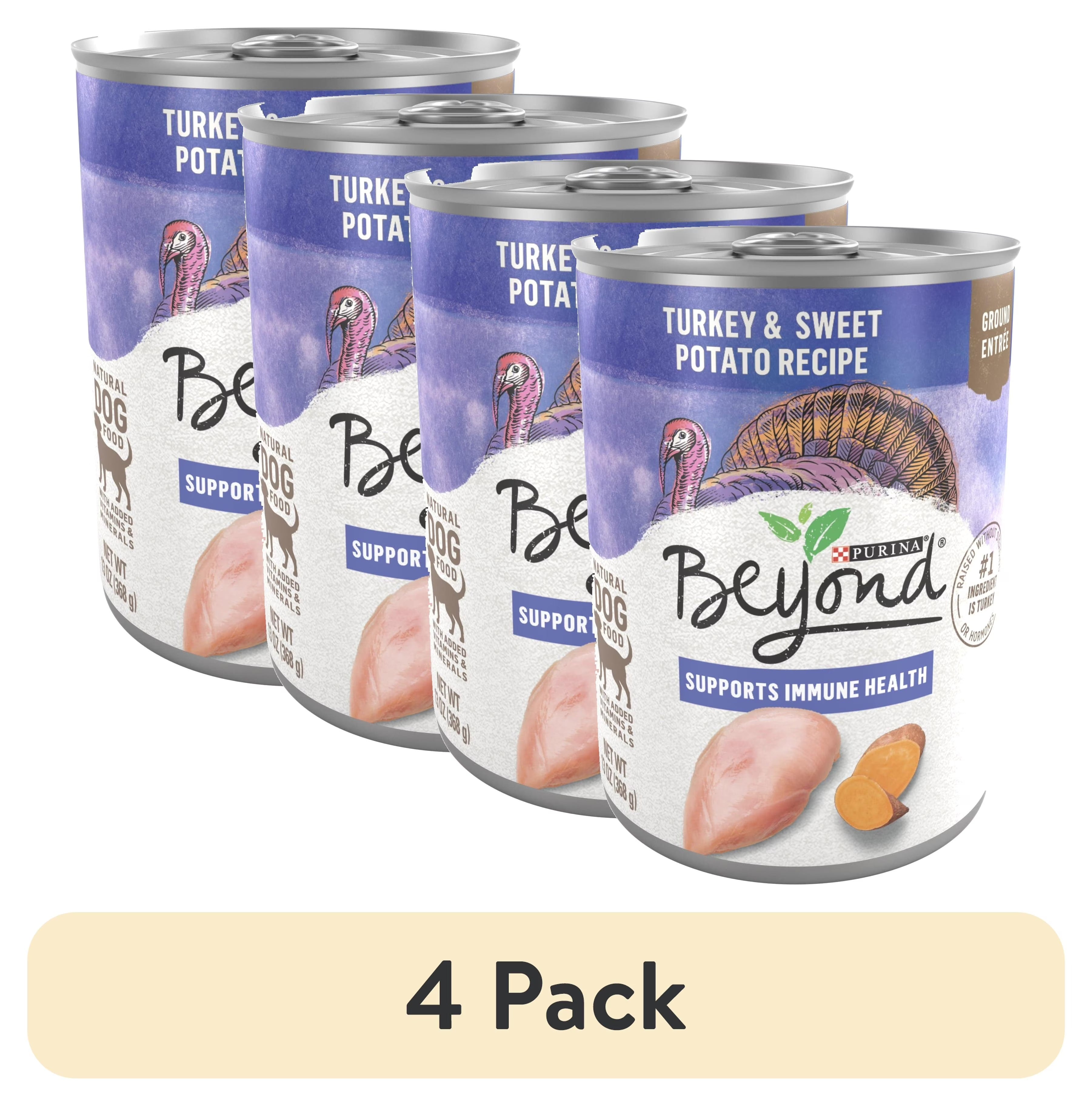 (4 pack) Purina Beyond Ground Entree Wet Dog Food Natural Soft Grain Free Turkey & Sweet Potato, 13 oz Can