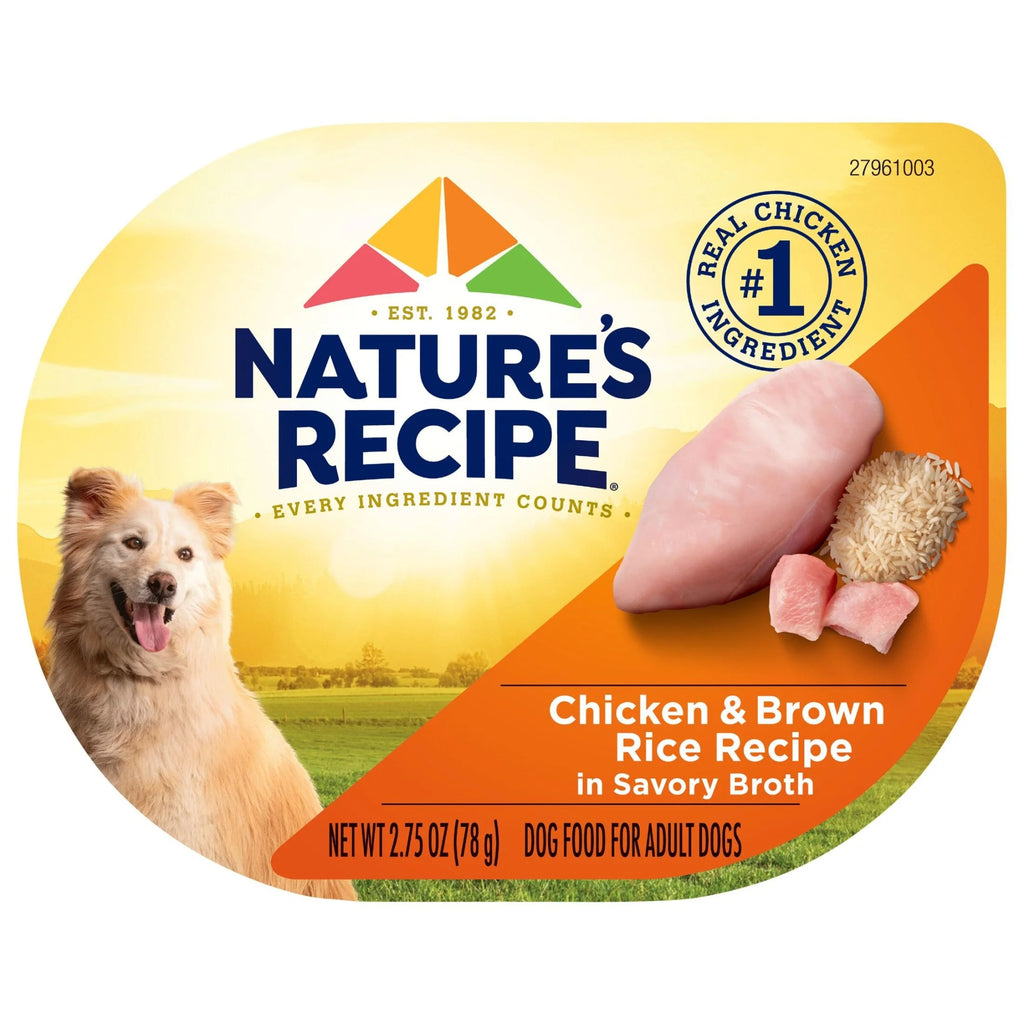 Nature’s Recipe Chicken & Brown Rice Recipe in Savory Broth Wet Dog Food, 2.75 oz. Cup
