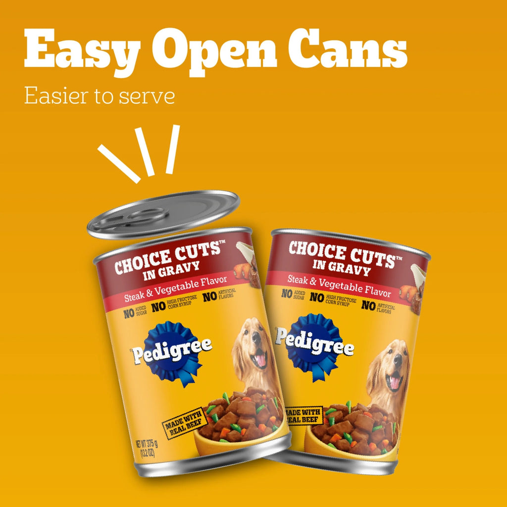 Pedigree Choice Cuts In Gravy Adult Canned Soft Wet Dog Food, Steak & Vegetable Flavor, 13.2 Oz. Can