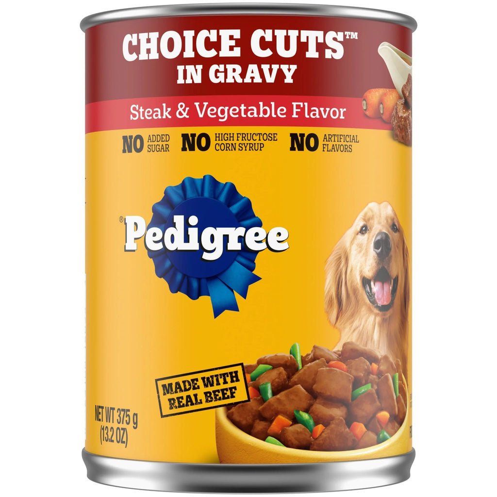 Pedigree Choice Cuts In Gravy Adult Canned Soft Wet Dog Food, Steak & Vegetable Flavor, 13.2 Oz. Can