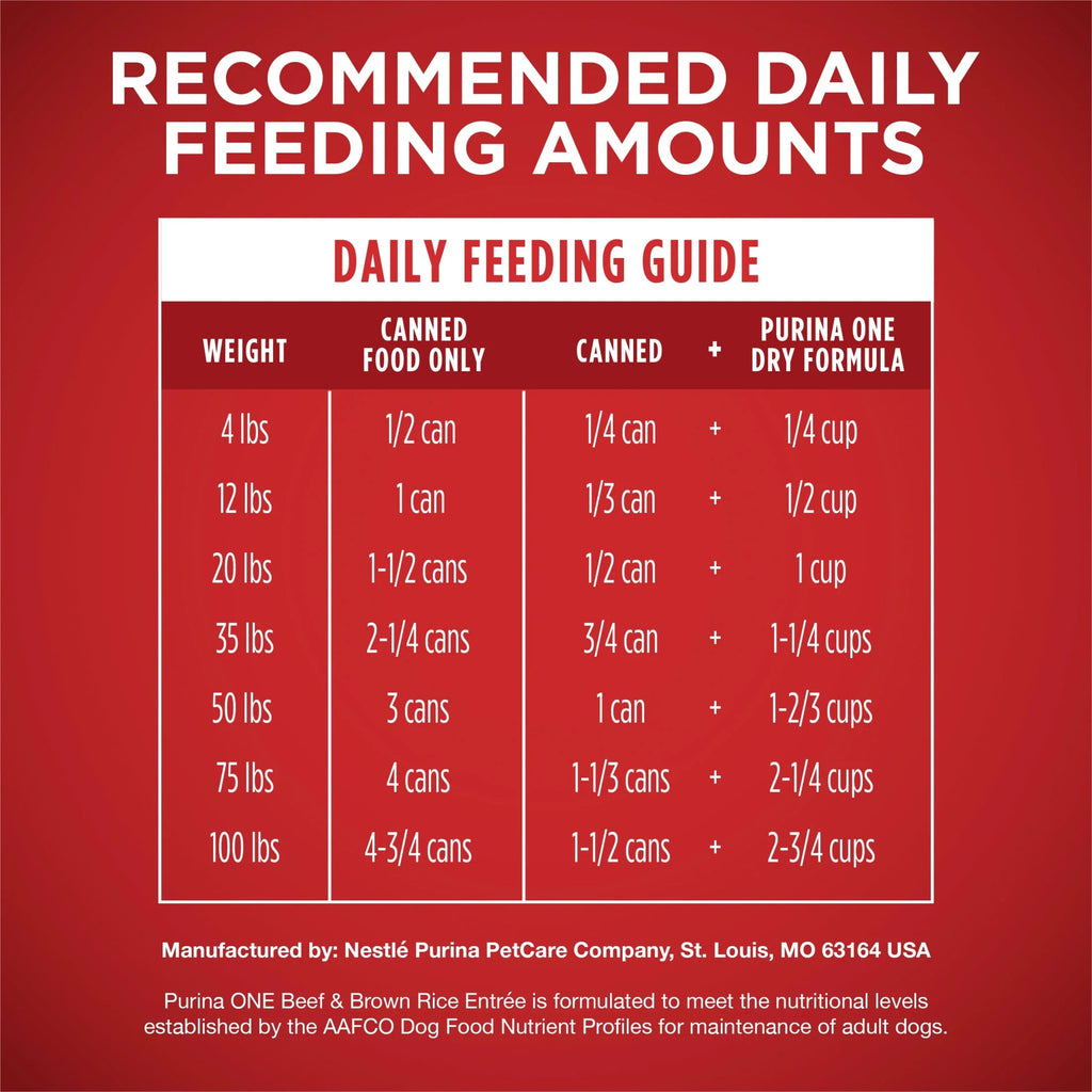 Purina ONE Classic Ground Wet Dog Food for Adults Soft High Protein Beef & Brown Rice, 13 oz Can